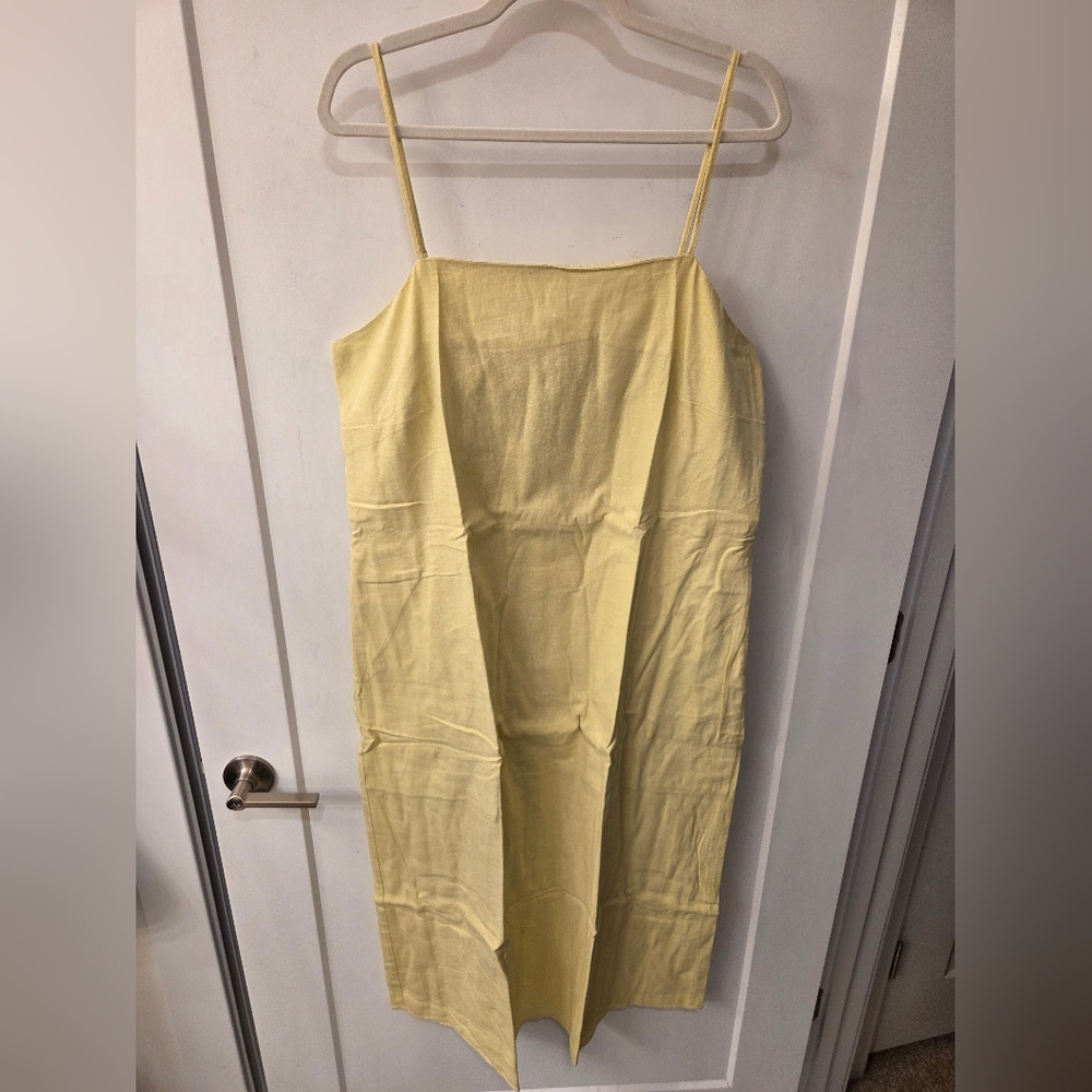 NWT - Banana Republic Linen Blend "Lime Fizz" Spaghetti Strap Midi Dress - Size - Picture 3 of 15